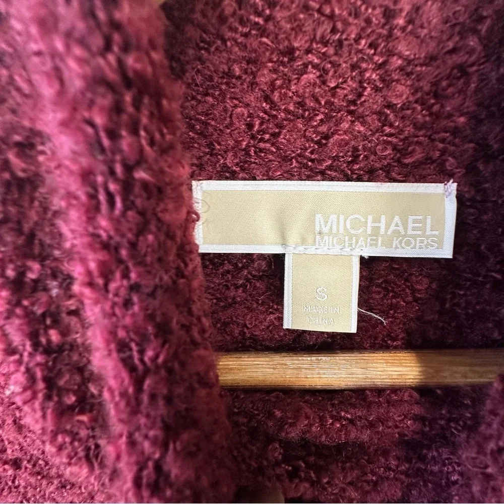 Michael Kors Womens Small Maroon Wine Turtleneck Sweater Pullover Boxy Fit Cozy